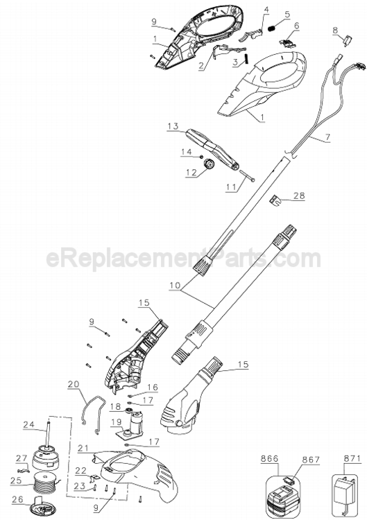 Page A Diagram and Parts List for NST2018 Type 1 Black and Decker Trimmer
